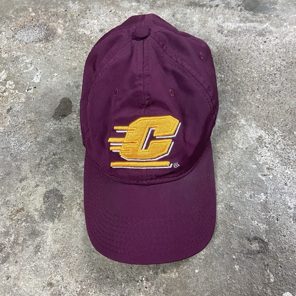 Vintage 90s‎ Central Michigan University Cap Strap Back Adjustable Burgundy NCAA